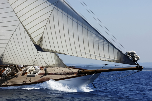 Sailing yacht in the wind